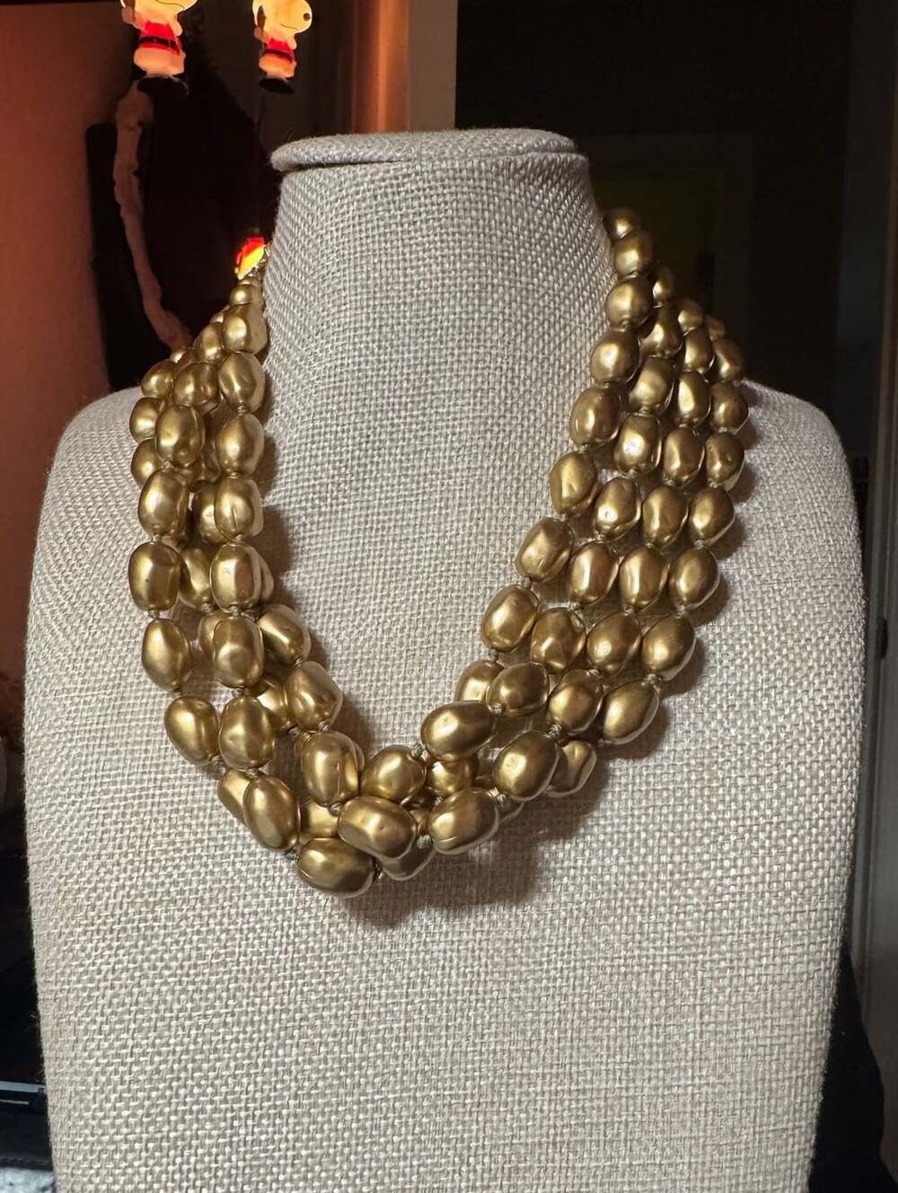 Carolee Multi Strand Gold Tone Statement Necklace